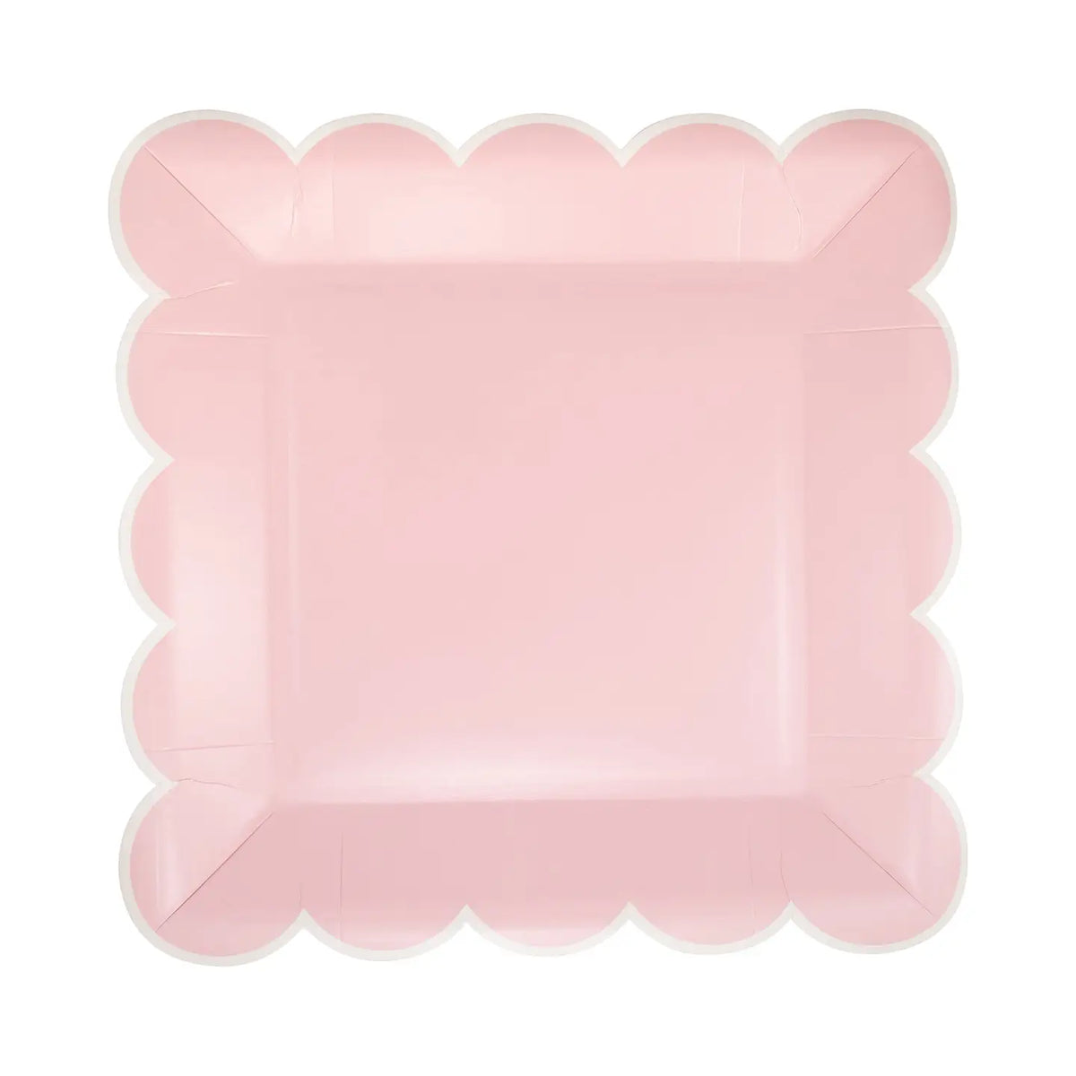 Pink Scalloped Square 9-Inch Paper Plates | Party Tableware