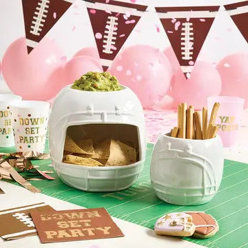 Ceramic Football Chip & Dip Bowl | Football Party Serving Dish