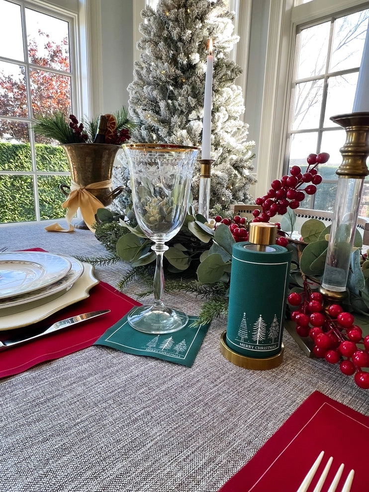 Whispering Pines Cotton Cocktail Napkins | Holiday Table Decor