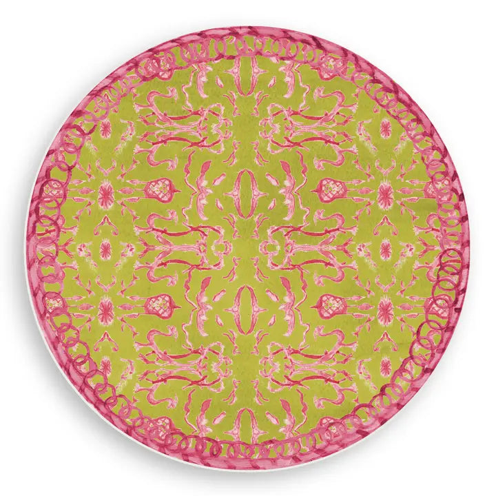 Pink & Green Chinoiserie Vinyl Placemat | Elegant Table Decor