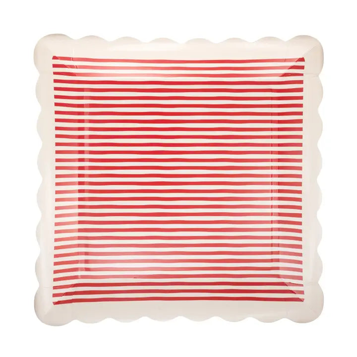 Red Striped Paper Plates | Festive Party Tableware